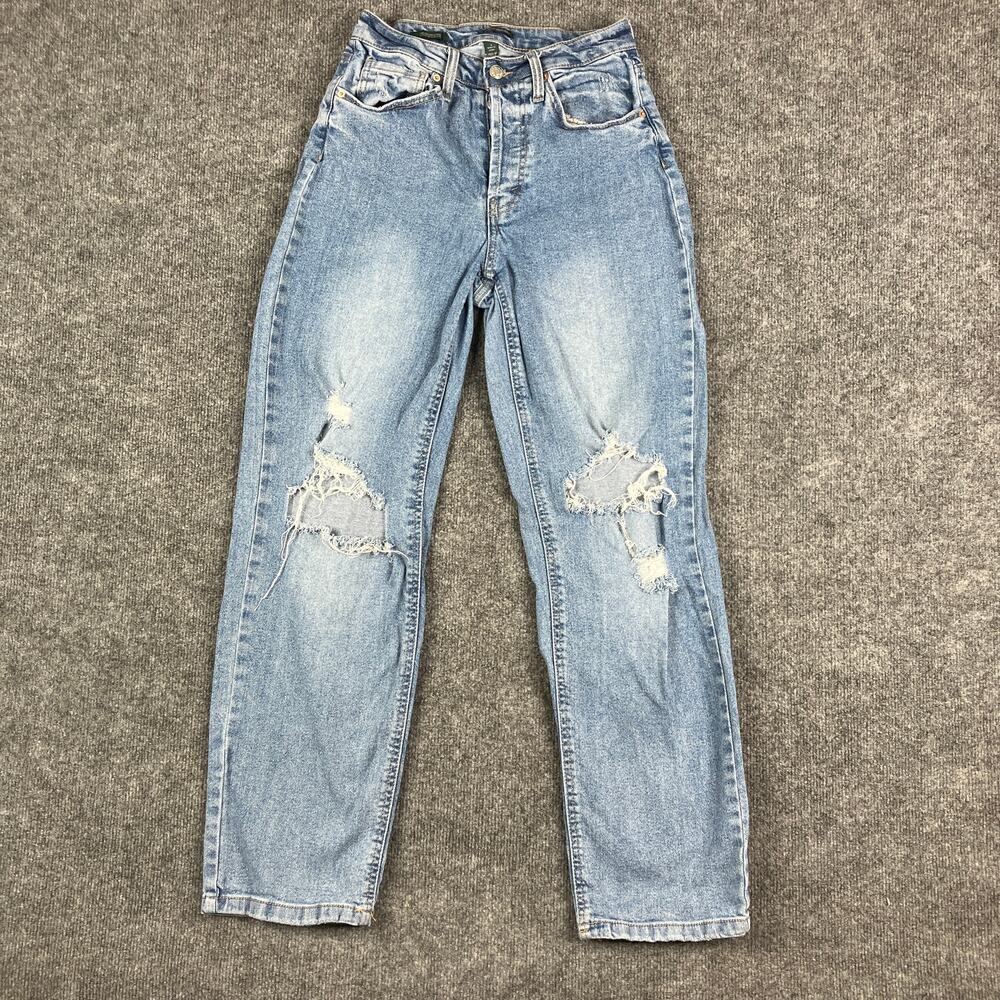 Wild Fable Distressed Jeans Womens‎ Blue High-Waisted Ripped Straight Leg Denim